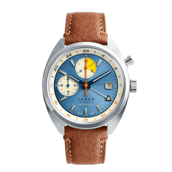 Farer Cobb III Swiss Made Monopusher Chronograph GMT Watch