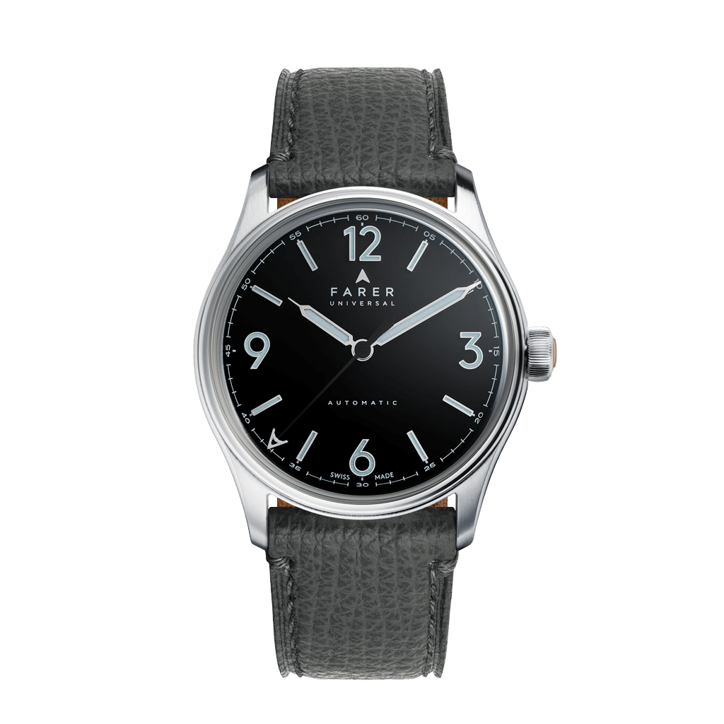 Farer Discovery Black Velvet 36mm Swiss Made Three Hand Automatic Watch